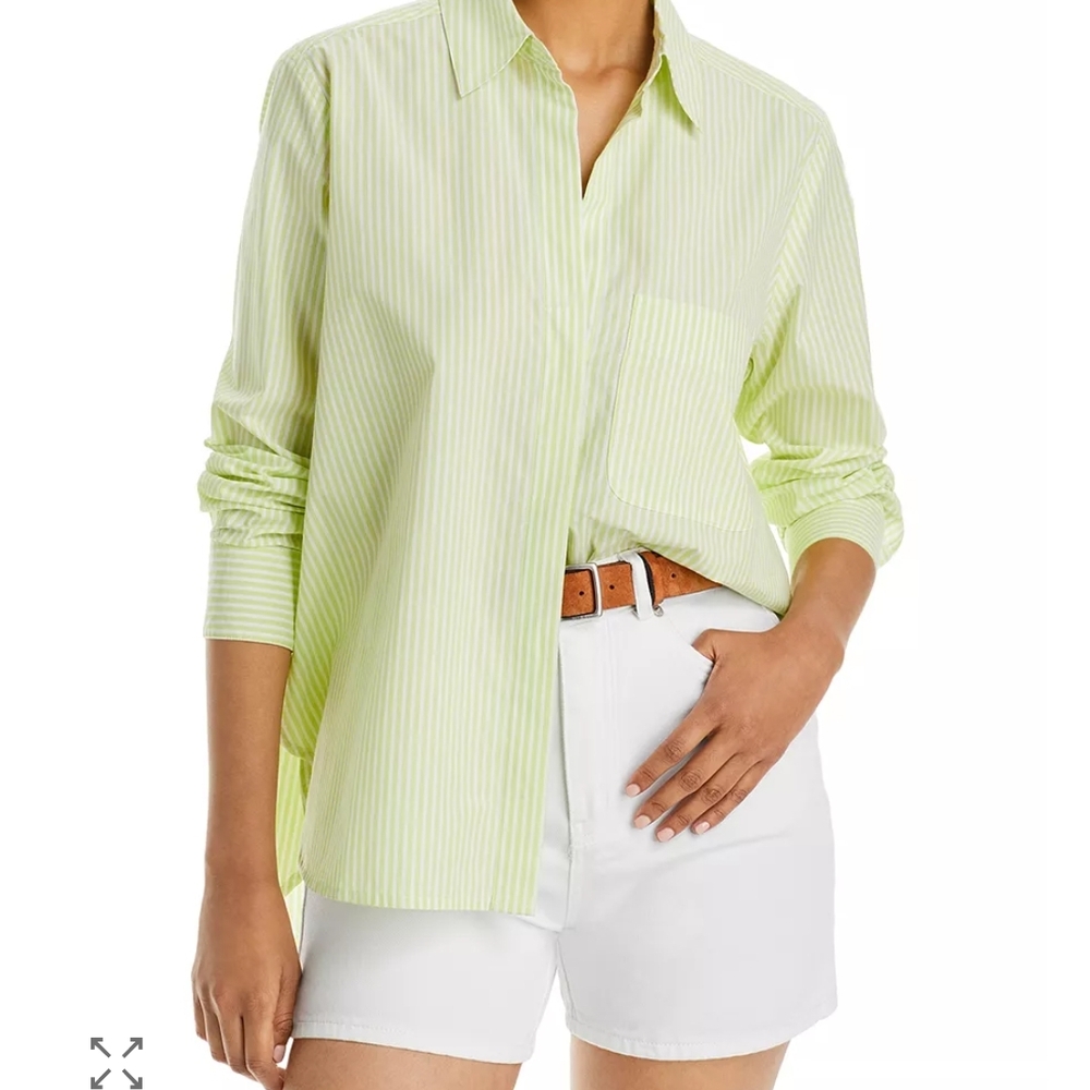 French Connection Lime Striped Button Down Shirt
